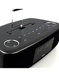 iHome iDL44   Radio de doble reloj con base Lightning para iPhone 5 5S y 6 6Plus y todos los modelos de iPad con conector Lightning, Gris plomizo