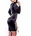 Sexy Women's Black Cut Out Front Long Sleeve Bodycon Cocktail Mini Dress (US L, Black)