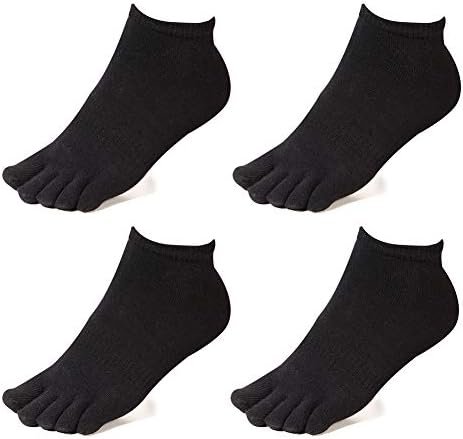 Meaiguo Toe Socks No Show Running Five Finger Crew Socks for Men 4 Pack