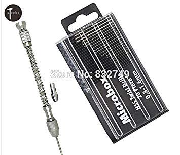 Generic Mini Pin Vise Wood Spiral Hand Push Drill Chuck for Micro Drill Bit Jewelry Tool with 20 PCS 0.3-1.6mm Twist Drill Bits Chunk