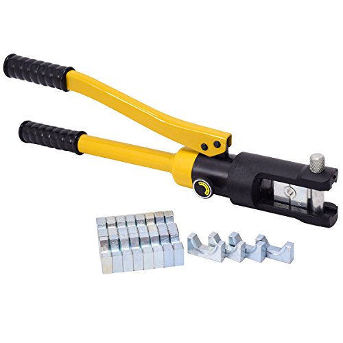 Wire Terminal Crimper Hydraulic Battery Cable Lug Crimping Tool w/Dies 16 Ton Plier for comfort and control and a convenient on/off knob