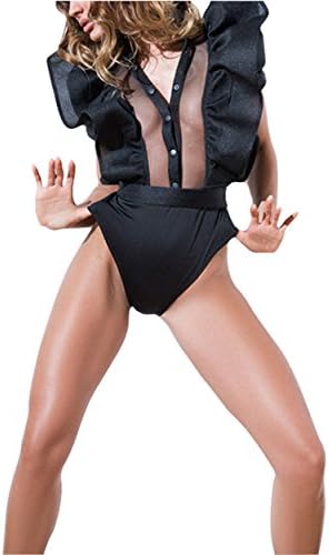Yinggeli Women's Off Shoulder with Ruffle Bodysuit Leotards Rompers