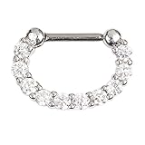 BODYA 16G Horseshoe Circular Barbell Nose Ear Daith Septum Clicker Ring CZ Gems 316L Surgical Steel 1pc