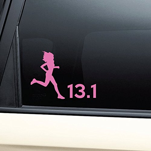 13.1 Marathon Female Runner Vinyl Decal Laptop Car Truck Bumper Window Sticker - Pink