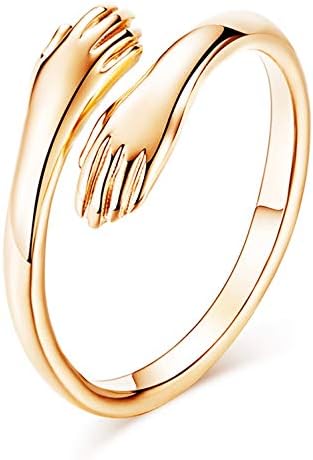 Bamoer 925 Sterling Silver Hug Warmth And Love Hand Adjustable Ring For