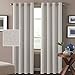 H.VERSAILTEX Linen Curtains Blackout Curtains 84 inches Long Room Darkening Thermal Insulated Grommet Top Window Drape for Bedroom Boho Curtains for Sliding Glass Door, 2 Panels Set Heather Off White