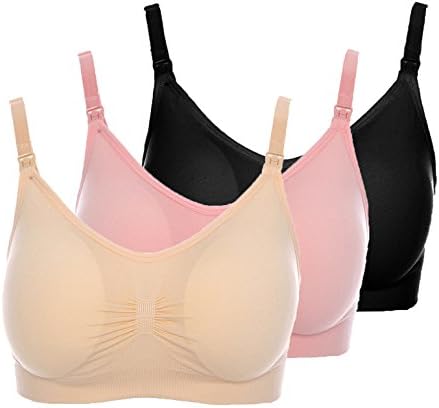 Vansiter Women's Maternity Seamless Sleep Nursing Bra for Breastfeeding 3 Packs L
