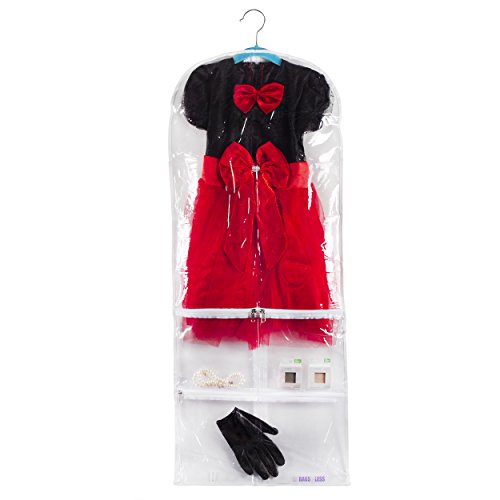 Clear Children's Mini Costume Garment Bag Kids Clothing 16 inch X 40 inch Transparent Storage 5 Pockets
