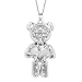 EleQueen Women's Silver-tone Love Heart Bear Pendant Necklace Blue Adorned with Swarovski Crystals