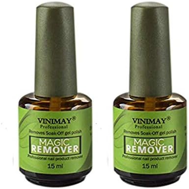 2PCS 15ml Nail Gel Magic Remover Easily Quickly Soak Off Base Matte Top Coat Gel Polish Nail Art Primer No More Foils Scraping Sanding Clean Degreaser (+1PC Nail File)