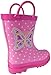 Puddle Play Kids Girls' Butterfly Polka-Dot Printed Waterproof Easy-On Rubber Rain Boots (Toddler/Little Kids) 