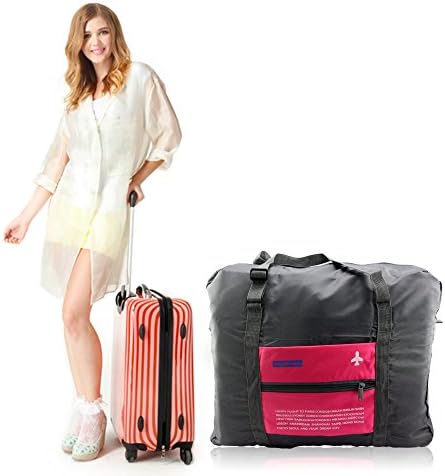 Qilove Portable Large Capacity Drawstring Luggage Bag Waterproof Lightweight Storage Duffel Organizer for Travel Camping, Outdoor Sports (Red)