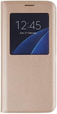 Luxury View Window Flip PU Leather Case for Samsung Galaxy S6/S6 Edge/S6 Edge Plus/S7/S7 Edge(Assorted Colors) (Color : Golden, Compatible Models : Galaxy S7)