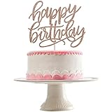 Rose Gold Glittery Happy Birthday Cake Topper- Birthday Party Decorations,Birthday Cake Decor,1st Birthday Party Decor