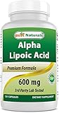 Best Naturals Alpha Lipoic Acid 600 mg Capsules, 120 Count