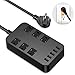 Power Strip - 6-Outlet Surge Protector with 5 USB Ports Fast Charging (4.8A), 6Ft Long Extension Cord Flat Plug Wall Mountable, 1700 Joules for iPhone iPad Home Dorm Office Laptop Computer