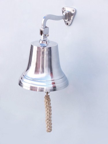Chrome Hanging Ship's Bell 15" - Decorative Chrome Bell - Chrome Hanging Ship Bell - Nautical Decor - Nautical Wall Hanging - Decorative Bell - Chrome Bell - Nautical Bell Decoration