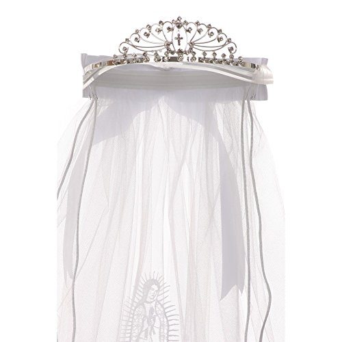 Rain Kids Girls White Virgin Mary Tiara Communion Flower Girl Veil