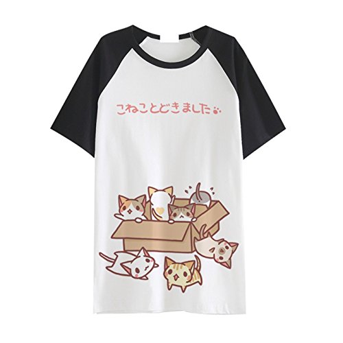 Animetown Japanese Cat Game Nekoatsume Neko Atsume Short Sleeves