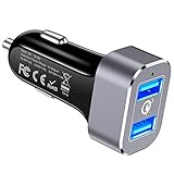 Car Charger, Powerman Quick Charge 3.0 36W Dual USB Car Charger Adapter Fast Car Charging Compatible Samsung Galaxy Note 9 S8 S9 Note 8, iPhone X 8 7 6s Plus, iPad, iPad Air 2/Mini 3, Pixel, LG, HTC