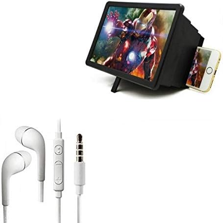 Shaarq F2 Mobile Phone 3D Screen Magnifier Eyes Protection Enlarged Expander with Flat Wired Hands-Free w Mic Headphone in-Ear