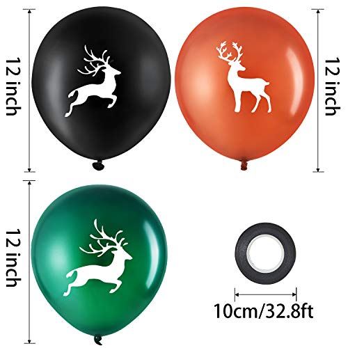 Gejoy Buck Deer Party Balloons Set, Includes 48 Pieces Woodland Latex Deer Balloon and 2 Rolls Black - //coolthings.us