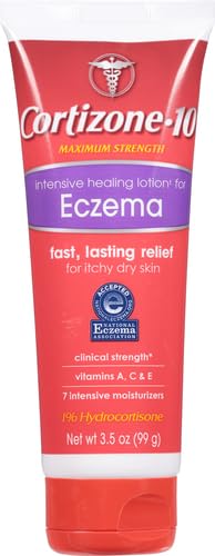 CORTIZONE-10 MAXIMUM STRENGTH INTENSIVE HEALING ITCH RELIEF LOTION FOR ECZEMA, 1% HYDROCORTISONE, FAST-ACTING, ANTI-ITCH CREAM FOR MINOR SKIN IRRITATIONS, RASHES AND INFLAMMATION DUE TO ECZEMA, 3.5 OZ