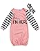 Newborn Baby Boys Girls Long Sleeve Letters Print Sleep Bag Gowns Striped Sleepsack Blanket 0-18M (80(0-12M), Pink)