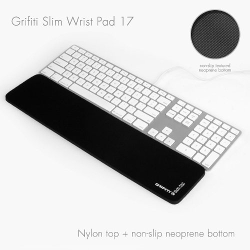 Grifiti Slim Wrist Pad 17 Wrist Rest for Apple Anker Logitech Microsoft 17 Inch Slim Keyboards (Black Nylon Surface)
