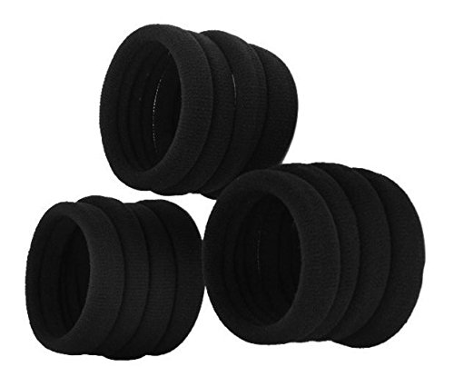 glitteria black rubber bands for children (pack of 12)