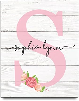 Girls Monogram Paper Art Print | Girls Wood Nursery | Rustic Nursery | Nursery Name Decor | Pink Nursery Sign | Girls Room | Girls Room Decor | Dorm Decor | Floral Print