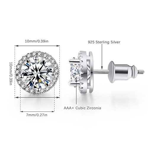18K Platinum-Plated Cluster Round Cut Stud Earrings (1.66cttw)