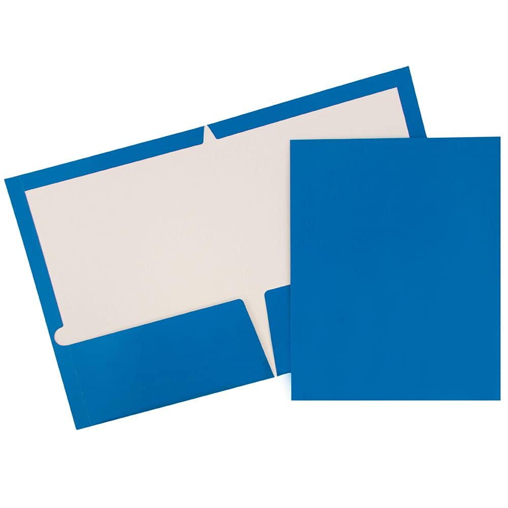 JAM PAPER Two Pocket Glossy Business Folders - Blue - 6/Pack