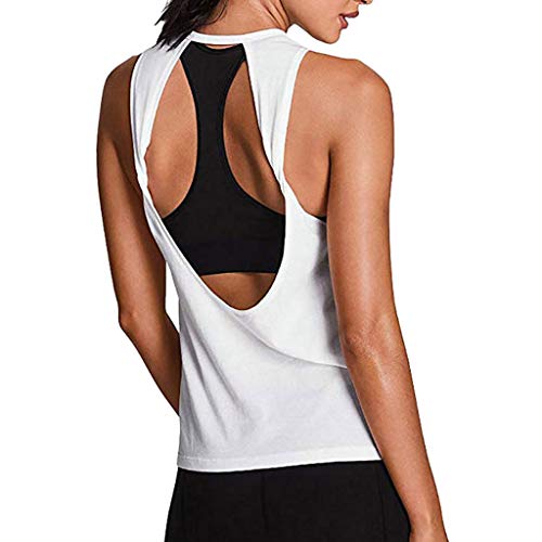 New in Respectful ❈ Women Fitness Vest Racerback Yoga Tank Tops Sexy Open Back Tank Tops T-Shirts & Support Sport Bras White
