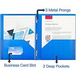 KTRIO Plastic Pocket Folders with Prongs, 5 Pack 2