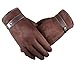 Tomily Men's Winter Touch Screen Gloves Suede Leather Cashmere Lining Warmer Driving Cycling Texting Gloves (Brown)