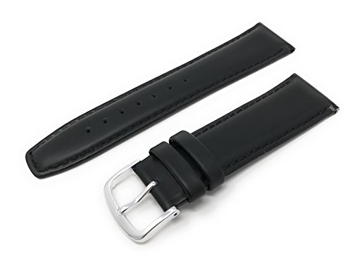 Mens Genuine Italian Leather Watchband Black 18mm Watch Band - by JP Leatherworks