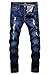 ZLZ Men's Ripped Skinny Distressed Destroyed Slim Fit Stretch Biker Jeans Pants with Holes Blue