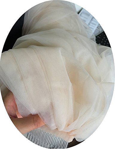 Anmor 2T Tulle Sheer Long Wedding Bridal Veils 2M Bridal Veil with Comb Champagne