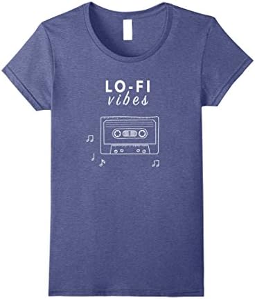 Womens Lo-Fi Vibes T-Shirt - Low Fidelity Music T-shirt Black Medium Heather Blue