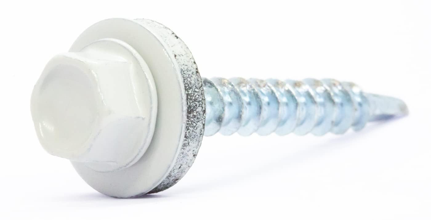 4.8mm x 20mm Light Grey Self-Drilling Roofing Screws with EPDM Sealing Washer Painted RAL 7035 (Pack of 50) C07CD