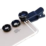 Phone Lens Apexel 3 in 1 Camera Lens Kit 180 Degree Fisheye + 0.65x Wide Angle Lens + 10x Macro Lens for Iphone 6/6s 6 Plus/6s Plus 5/5s Samsung Galaxy S6 S5 S4 Note 5 4 3 Phones Tablets Black