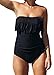 Baifern Women's 1 Piece Off-shoulder Fringe Bodycon Swimsuits Plus Size