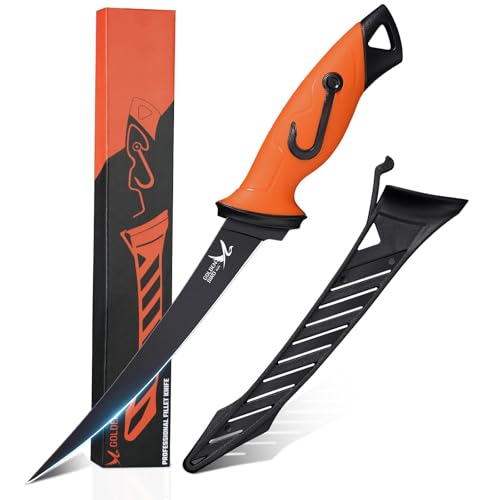 Golden Bird Filetiermesser Fisch 19Cm Fischmesser 5Cr15Mov Filitiermesser Scharf Fisch Full Tang Ausbeinmesser Profi Mit Scheide Zum Filetieren Und Entbeinen Mit Rutschfesten Griffen