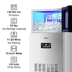 Commercial Ice Maker Machine 130LBS/24H with 35LBS