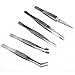 Foxnovo 5-in-1 Tweezers Precision Stainless Steel Repair Tools Set (Silver)