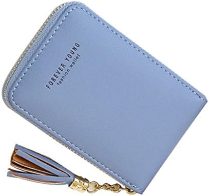 RFID Blocking Credit Card Holders,ID card cases metal zipper wallets for women with PU Leather, Credit Card Wallets Multi Card Holders Safe Security Travel Wallets Blue