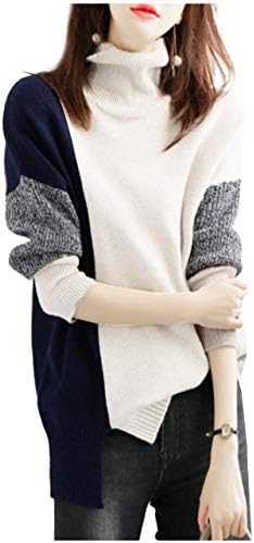 [ワン アンブ] 3色展開 バイカラー ハイネック ニット セーター トップス 長袖 カジュアル 春 秋 冬 S ～ L レディース