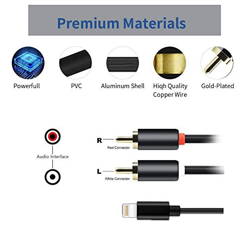 2 RCA Car Audio Aux in Cable, Stereo Y Splitter Adapter Compatible with i-Phone i-Pod i-Pad 8p Lighting Port for Toyota Honda Infiniti Ford Audi Jeep Dodge Mazda Nissan KIA, 2M - Thumbnail 4
