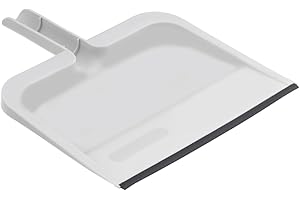 Superio Clip-On Dustpan with Rubber Lip - 10-inch Wide Durable Plastic Dust Pan with Comfort Grip Handle, White, 1-Pack
